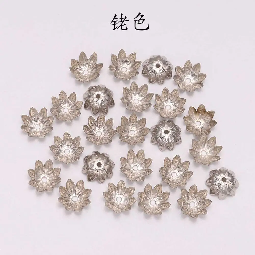 Rhodium Yanqi 100 шт./лот, 8 мм, 10 мм, серебристые, позолоченные лепестки цветов, бусины-подвески для самостоятельного изготовления ювелирных изделий - Цвет: Rhodium