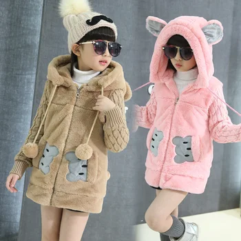 

Spring Autumn Winter Girls Woolen Coat Rabbit Jacket Hooded Children Coat Winter Girls Thick Warm Jacket For Girls Kid