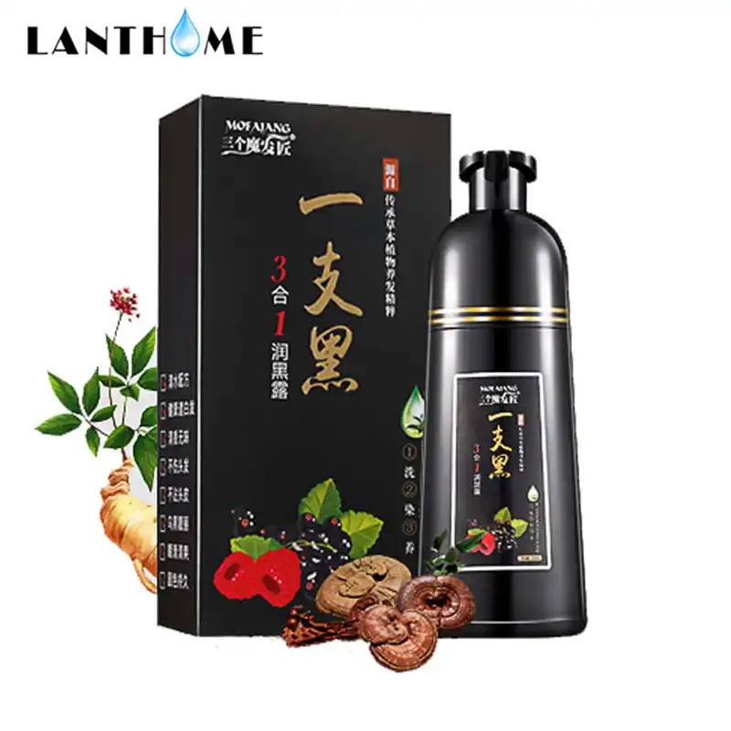 500ml Black Hair Color Shampoo Semi Permanent Hair Dye Cream