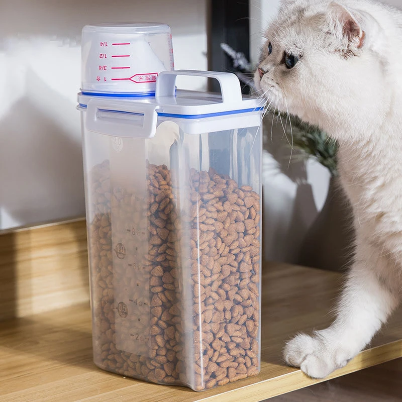 

Dog Food Box Sealed Storage Bucket Pet Cat Food Box Moisture-proof Rice Barrel Miscellaneous Grain Pet Food Barrel Measuring Cup