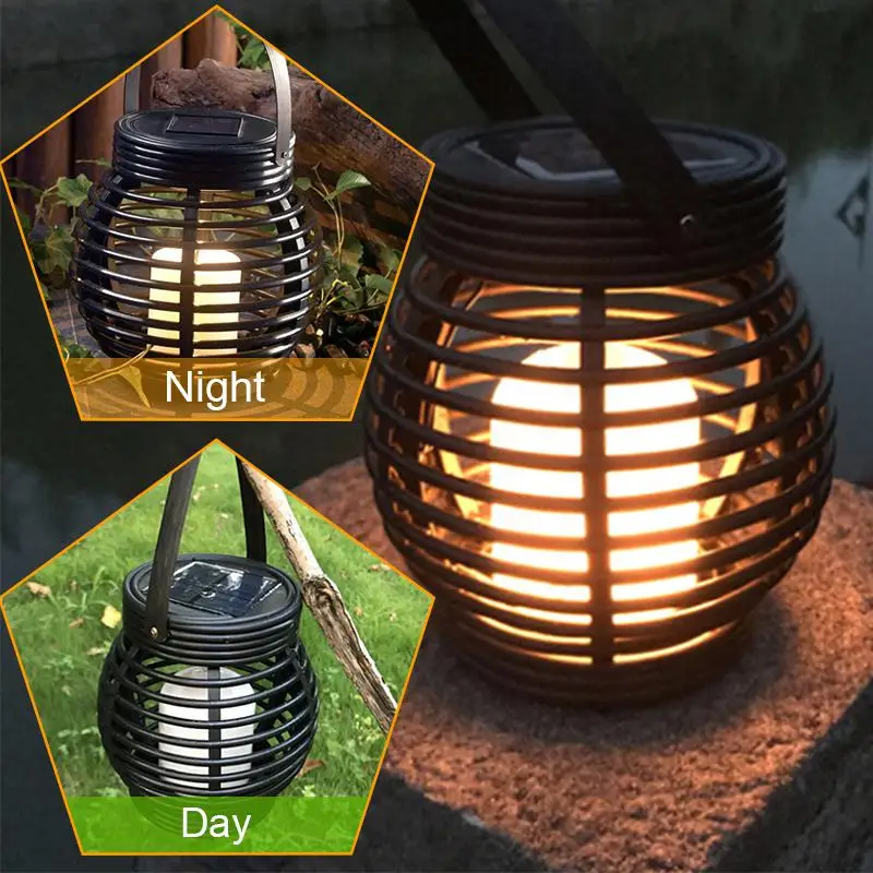 

LED Waterproof Solar Powered Candle Lantern Street Lamp Rattan Light for Garden Yard Outdoor Tree Decoration