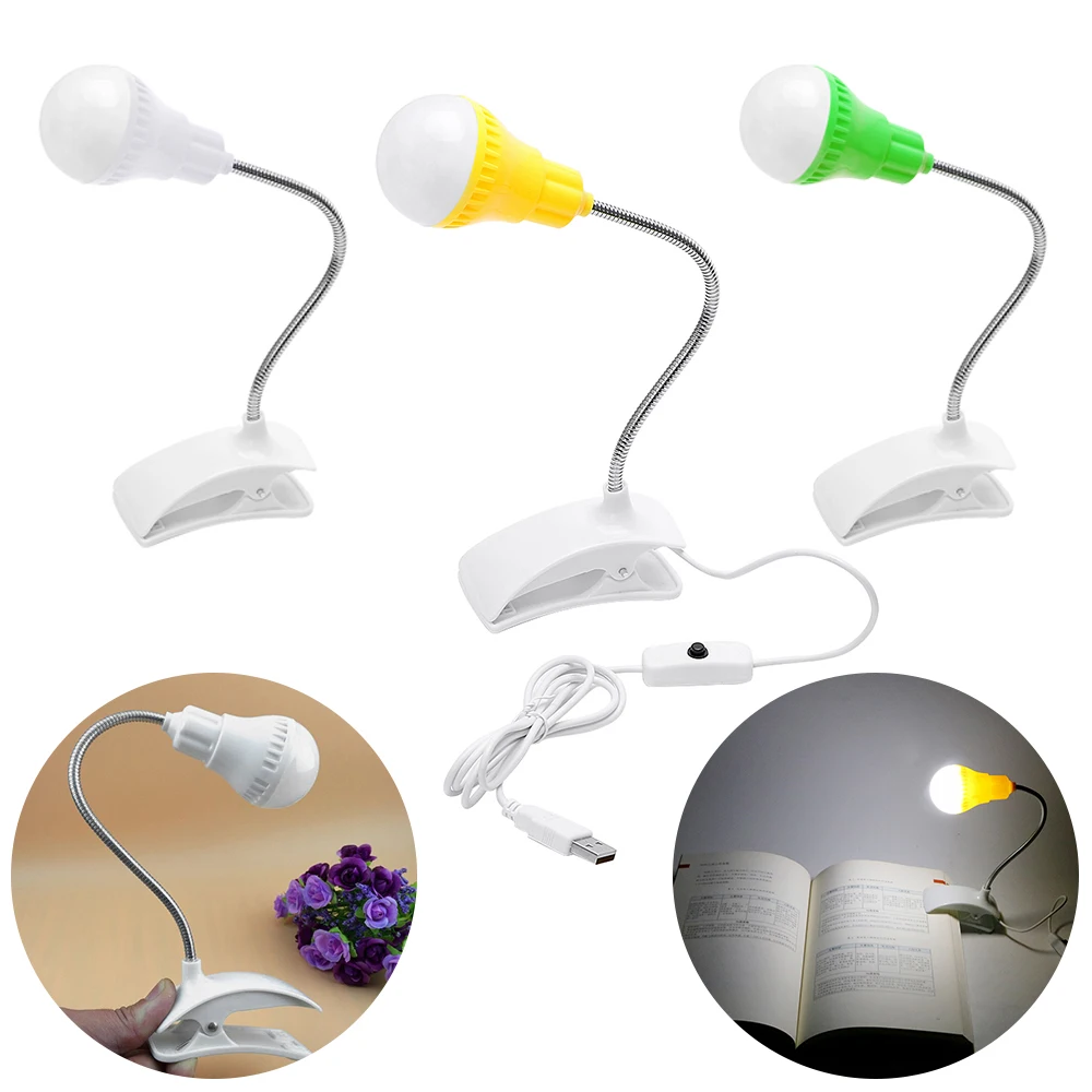 Creative Led Desk Lamp Flexible USB Clipper Clip Eye Protection Student Study Reading Light Portable Bedside Table Lamp