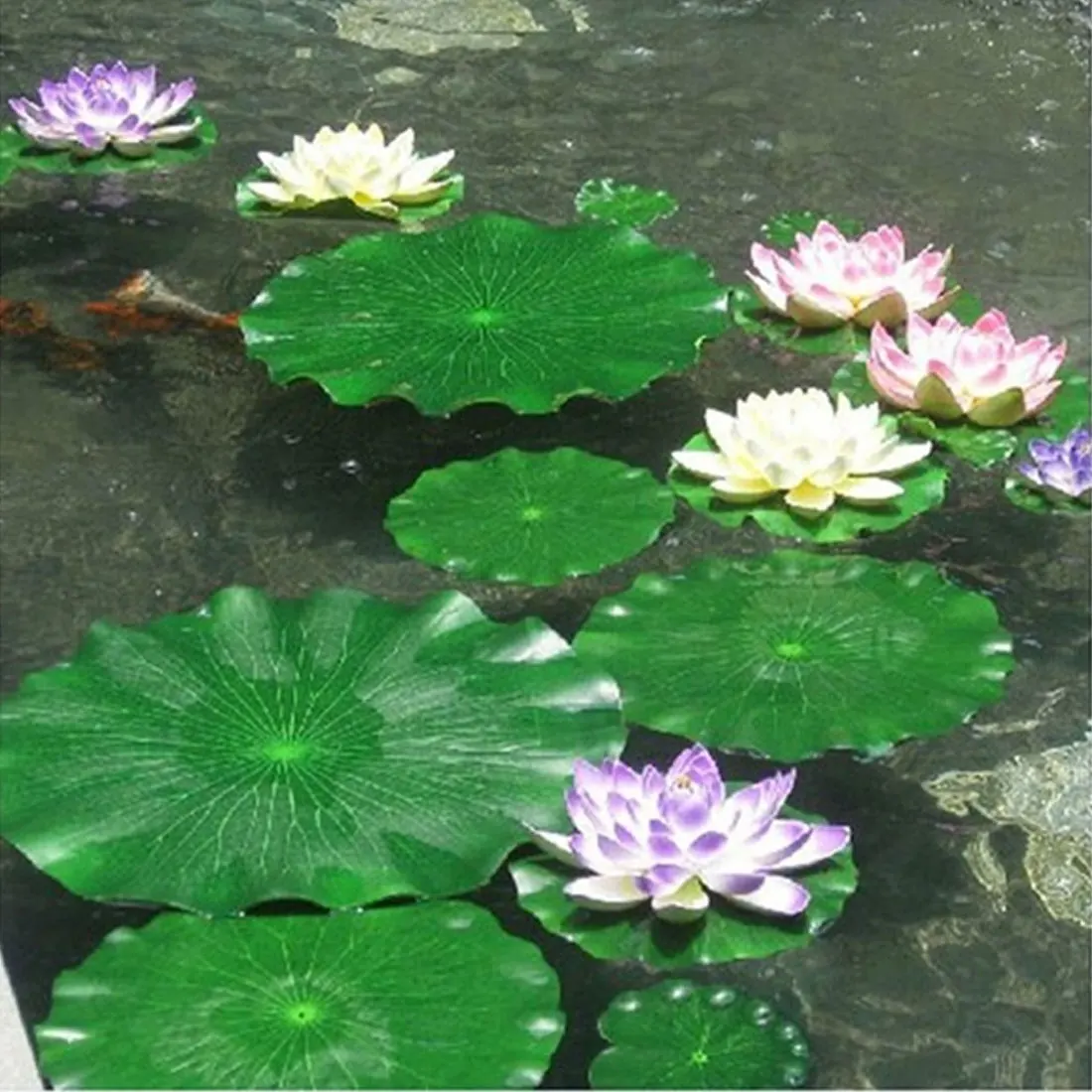 

Fish Pond Decoration 10Cm Real Touch Artificial Lotus Leaf Foam Flowers Water Lily Floating Pool Plants For Wedding Garden
