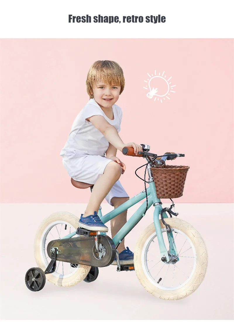 New Kids Bike 14/16 inch 3 - 9 Years Old Boys and Girls Princess Vintage Bicycle Baby Children Balance Bike With Auxiliary Wheel