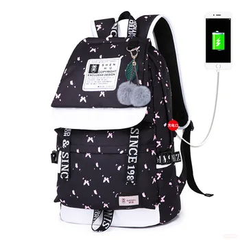 

New butterfly Pattern School Bags for Teenage Girls Kids Canvas Children Student Backpack Teen Shoulder Bag Child Schoolbag