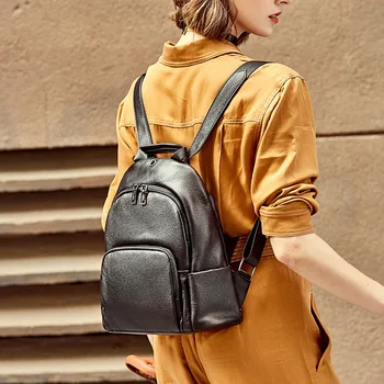 

Fashionable leather shoulder bag female 2020 new wild lady backpack first layer cowhide soft leather large capacity bag
