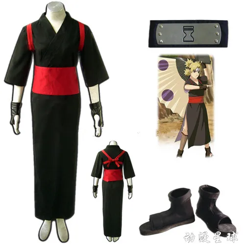 Горячая продажа Аниме Наруто шиппууден Темари косплей черный Cheongsam полный