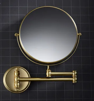 

Double-sided Nordic bathroom mirror one side Triple magnifying brass gold magnifying glass beautiful use wall-mounted bathroom b