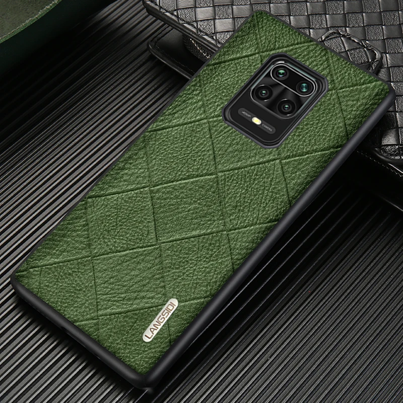 

LANGSIDI Business leather phone case for Xiaomi redmi Note 9s note 8 pro 8T 7 mi 10 Genuine Leather Shockproof Protective cover