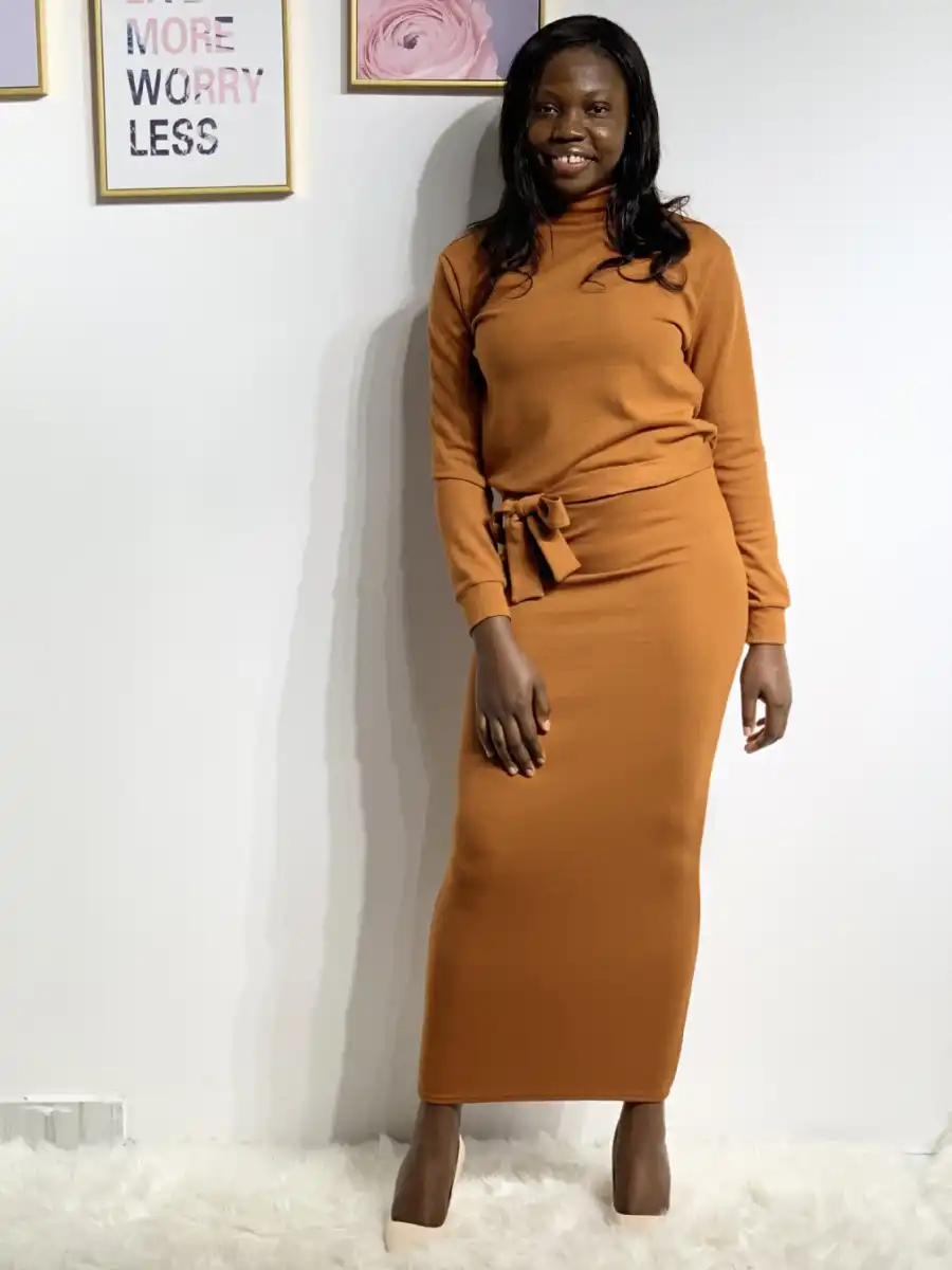 knitted maxi skirt co ord