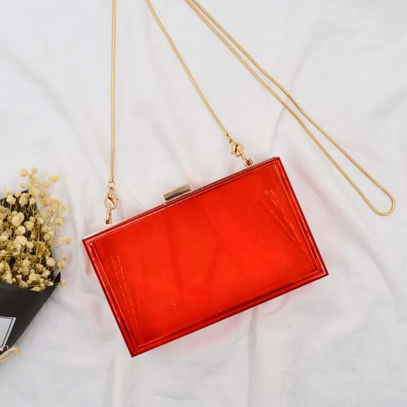 

Caker Brand 2019 Women Red Transperent PVC Handbag Blue Red White Shoulder Hard Box Drop Shipping Wholesale