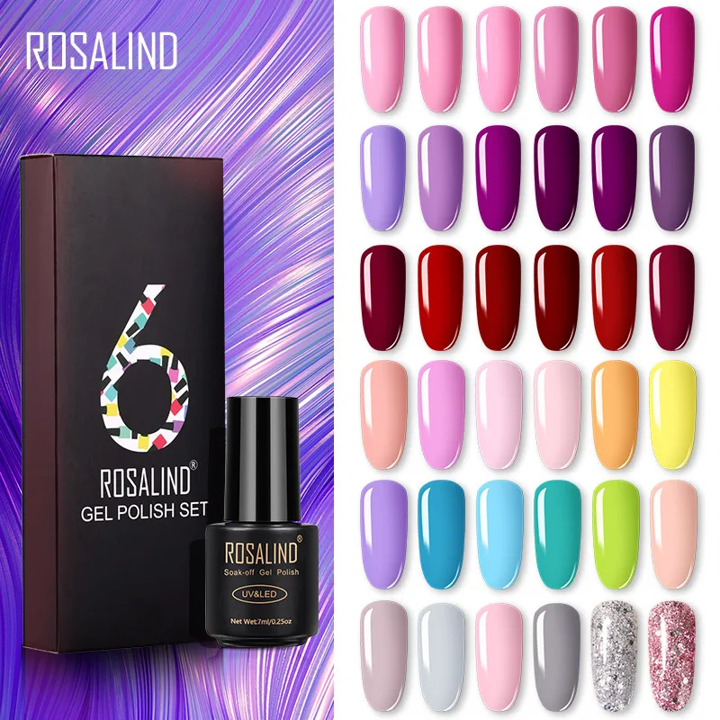 Набор гель лаков для ногтей ROSALIND однотонный набор маникюра Vernis Полупостоянный 7