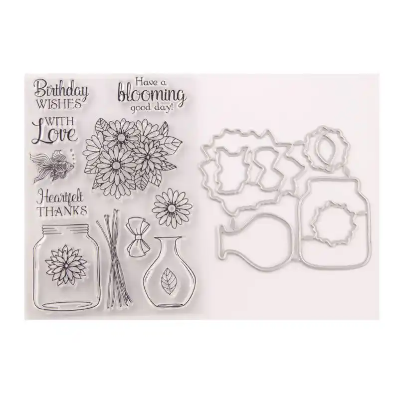 Chaoxiner Flower Vase Seal Clear Stamp for Card Making Silicone Stamps for Craft DIY Scrapbooking Embossing Photo Albums Paper Notebook Card Making Arts Crafts Supplies