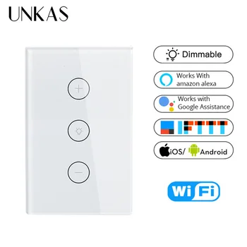 

UNKAS Life WiFi Smart Dimmer Light Switch APP Remote Control Works With Alexa And Google Home IFTTT Tempered Crystal Glass Panel