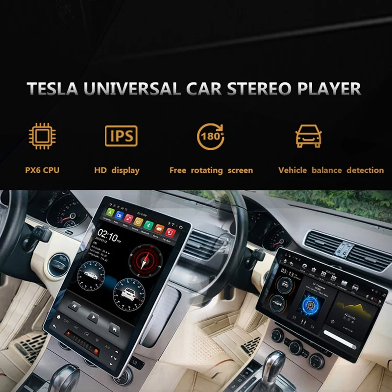 Автомобиль 2 DIN 12,8 дюймов 6-Core Android 8,1 Tesla Стиль вращения ips Экран автомобильный DVD gps плеер Радио Стерео голос Управление