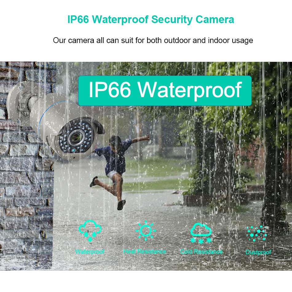  Techage H.265 2.0MP Security CCTV POE IP Camera Two-way Audio IR Outdoor Waterproof 1080P P2P Onvif - 32322335588