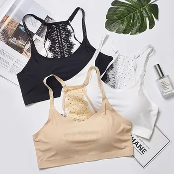 

Sexy Bralette Bustier Padded Seamless Crop Tank Tops Female Vest Sexy Women Lace Back Bra