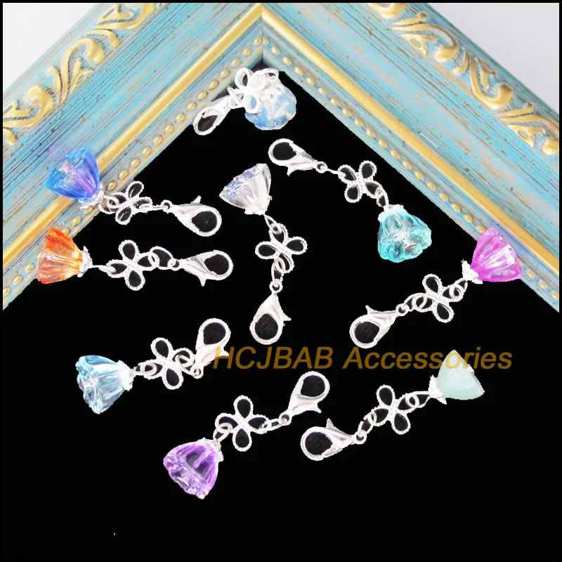 

10 New Lotus Seedpod With Clasps Charms Silver Plated Clover Leaves Bail Mixed 10x23mm