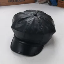 Твердые кожаные береты шапки для мальчиков и девочек Твердые крышки осень зима Повседневные детские шапки унисекс От 3 до 8 лет