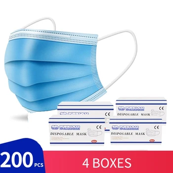 

200PCS Disposable Protective Mask 3-Layer Anti-Dust Earloop Protective Face Mask Mouth Mask PM2.5 Dustproof Respirator In Stock
