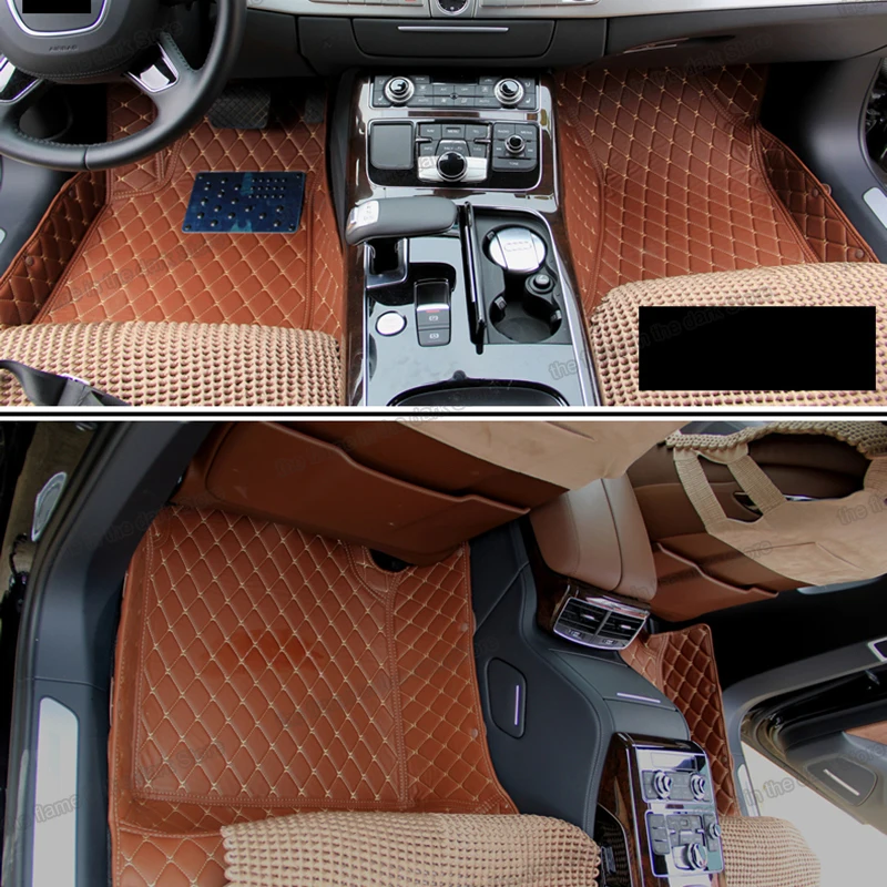 Кожаные автомобильные коврики для audi a8 2010 2011 2012 2013 2014 2016 2017 d4 аксессуары интерьера