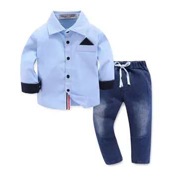 

2020 children's clothing autumn fashion suit boy long sleeve shirt + jeans tide suit
