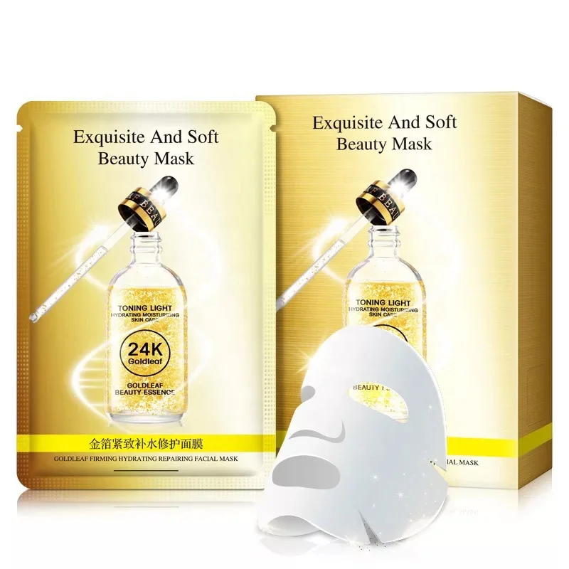 

HANKEY 24k gold foil skin moisturizing facial mask sheet firming Collagen hyaluronic acid face mask Anti-Aging skin care
