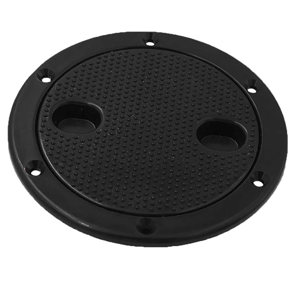 6 inch/16.3cm RV Boat Round Non Slip Inspection Hatch Marine Deck Plate Access, Plastic, Black