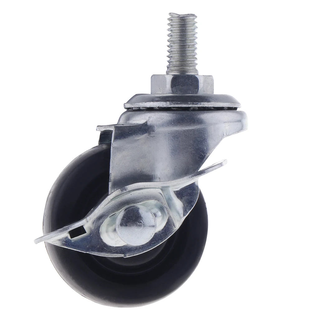 1.5 Inch Rubber Swivel Plate Caster Wheel M8 Universal Replacement With Brake, Material: Rubber, economic choice