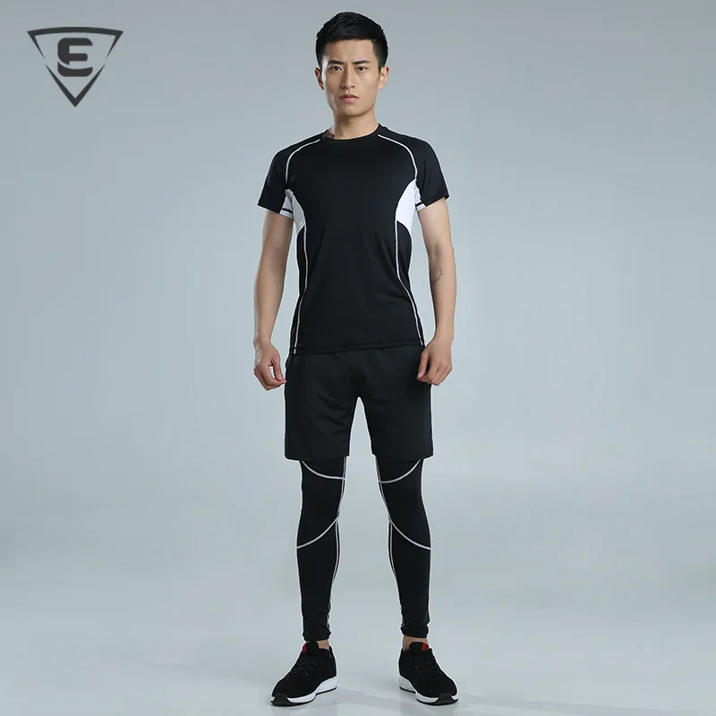 

2018 New Style Sports Set Men's Summer Fitness Clothing Quick Drying Clothes Short Sleeve Set AliExpress
