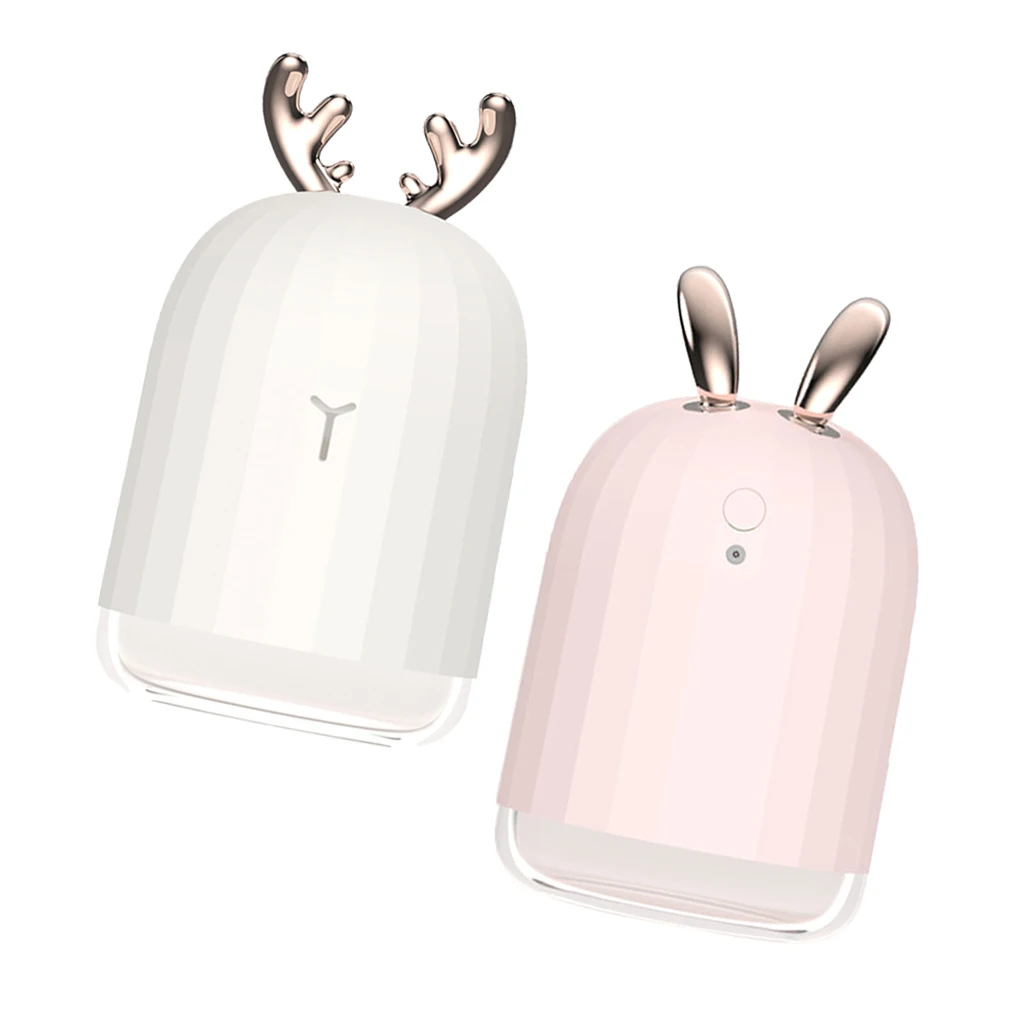 2Pcs Pink&White Ultrasonic USB Air Humidifier Travel Car Aroma Diffuser Cool Mist Maker with LED Nightlight 220ml