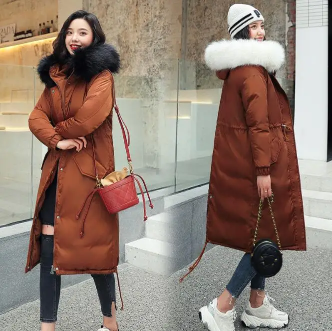 Best Plus Size Winter Jacket Women Thicken Warm Long Coat Female Fur Collar Cotton Padded Parka Jacket Coats Outwear Overcoat