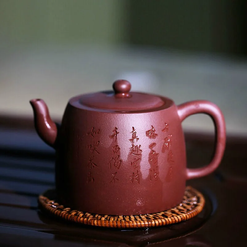 

★Yishuitang Yixing, Фиолетовый глиняный горшок, сырая руда, чистый ручной чайный набор кунг-фу, прозрачный контейнер с тремя изгибами, 380 мл