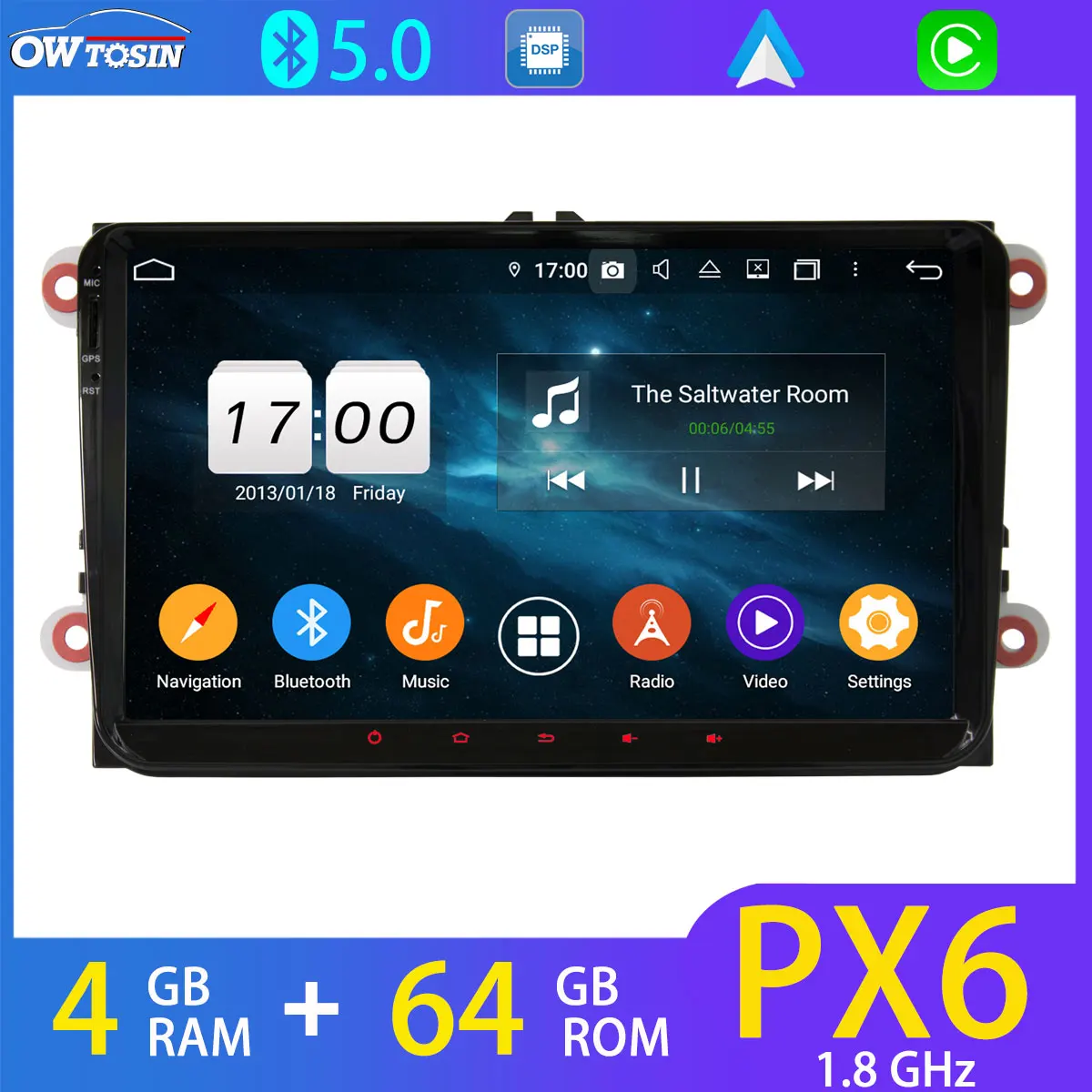 9 &quotPX6 4 + 64G Автомобильный мультимедийный плеер для SKODA Fabia Combi Roomster Octavia Yeti Superb VW Tiguan