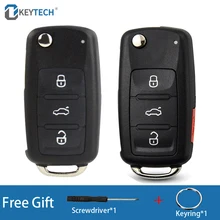 OkeyTech 2/3/4 de reemplazo del botón Flip carcasa de llave a distancia de coche para VW Polo Golf MK6 Tiguan Touareg 202AD 202H 202Q caja Fob