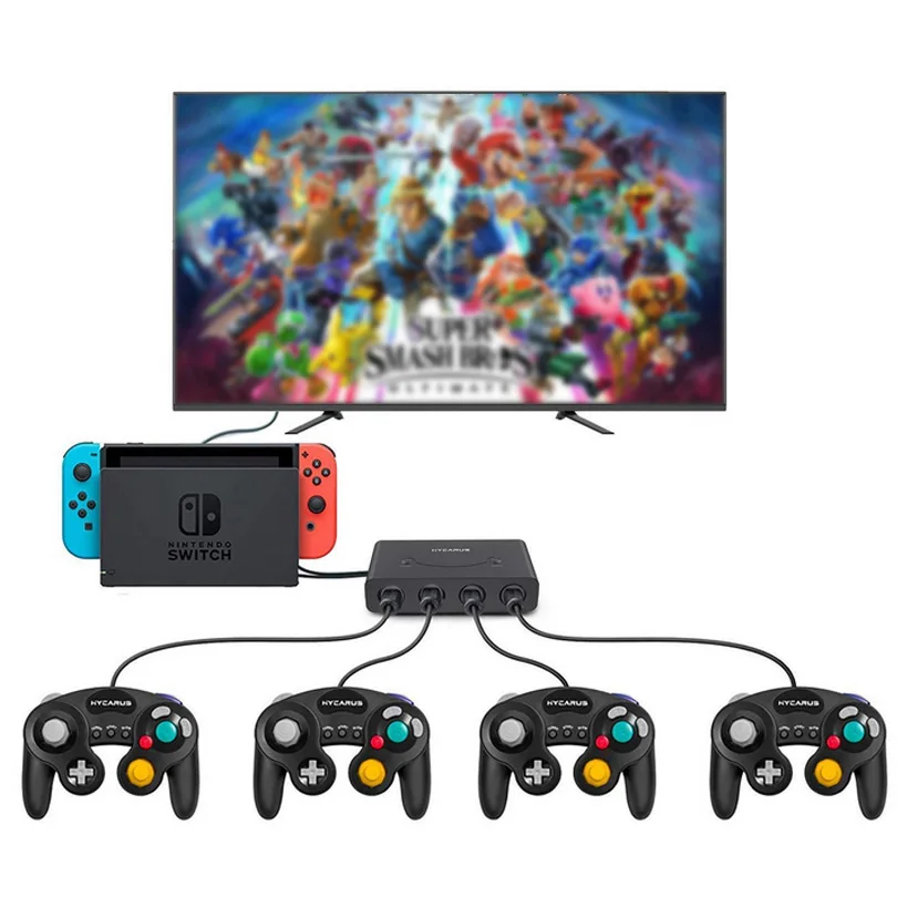 4 порта для Gamecube контроллер адаптер конвертер forWIIU USB Nod Switch Adaptateur PC NG C игровые