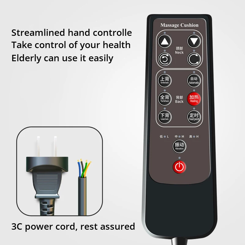 Массажная подушка шиацу с электрическим нагревом вибрационная для всего тела