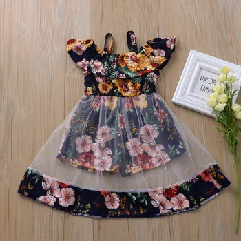 

Summer Kids baby Girls clothes dress Romper Baby Infant Jumpsuit Party Outfits One-Pieces Mesh Patchwork Print 1 2 3 4 5 6 years