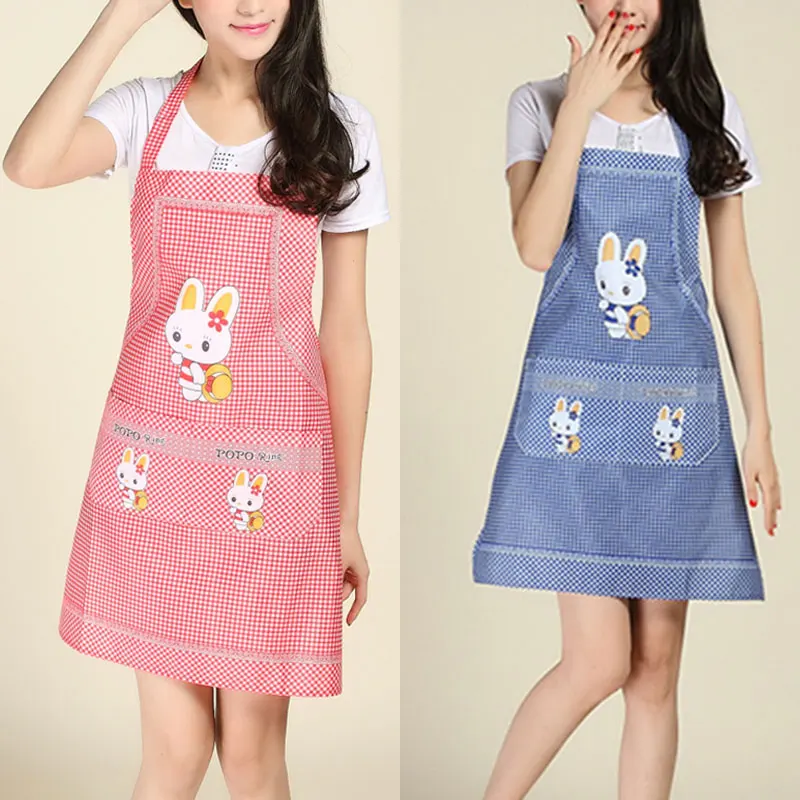 

Cartoon Apron Rabbit Kitchen Double Pocket Household Supply Mothers Adults