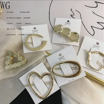 

Korean Retro Lovely Geometric Frog Clip European and American Metal Portrait Geometric Triangle Grip Geometric All-match Hairpin