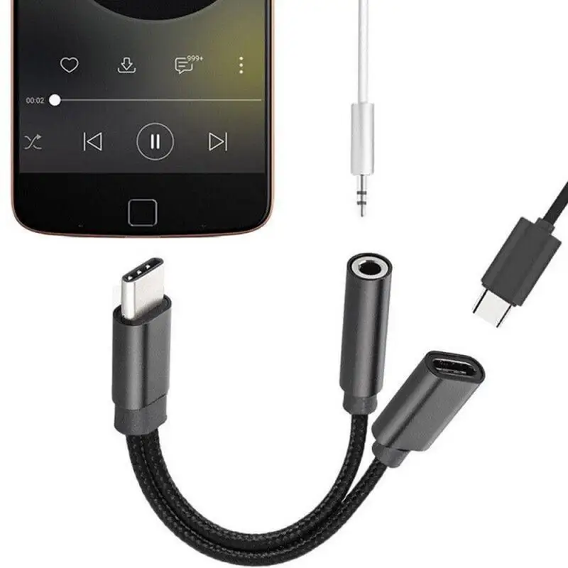 Новая одежда для маленькой девочки 2 в 1 USB-C Тип C до 3,5 мм с разъемом подачи внешнего сигнала Aux кабель для зарядки адаптер сплиттер для наушников Jack Тип с разъемами типа C и 3,5 мм адаптер дропшиппинг