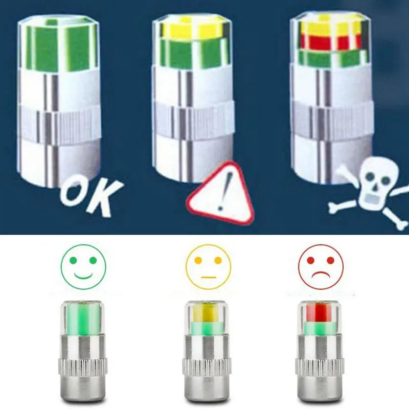 TPMS Car Tire Monitoring Durable Tire Pressure Monitoring Gauge Tyre 4Pcs Valve Caps Precise