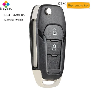

KEYECU OEM Smart Flip Remote Control Car Key With 2 Buttons & 433MHz & 49 Chip - FOB Ford F150 F250 Ranger Mondeo EB3T-15K601-BA