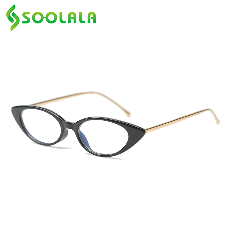 

SOOLALA Small Slim Cat Eye Anti Blue Light Reading Glasses Women Alloy Presbyopia Reader Glasses +1.0 1.5 2.0 to 4.0