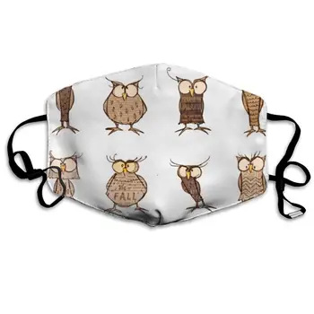 

Funny Cartoon Owl Washable Reusable Mask, Cotton Anti Dust Half Face Mouth Mask For Kids Teens Men Women With Adjustable Ear