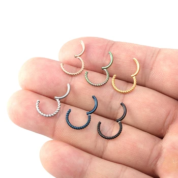 

1pc Twist Nose Piercing Septum Ring Hinged Clicker Segment Cartilage Hoop Earring Ear Eyebrow Stud Tragus Helix Body Jewelry 16G
