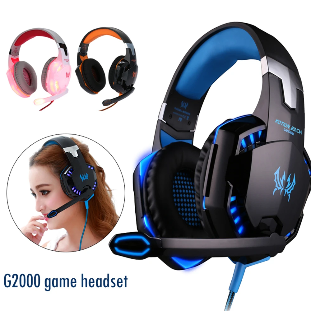 G2000 G9000 Gaming Headsets Big Headphones with Light Mic Stereo Earphones Deep Bass for PC Computer Gamer Laptop PS4 New X-BOX