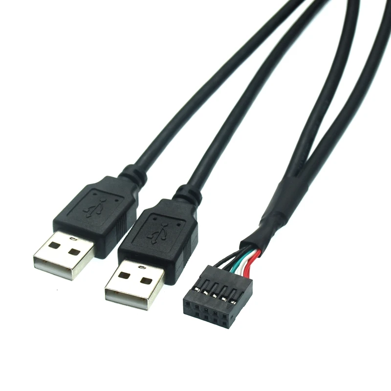 

PC материнская плата USB2.0 9Pin женский двойной USB сплиттер папа-папа данных кабель 24AWG провод для USB устройство внешнего к внутреннему