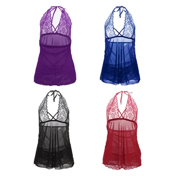 

Womens Sexy Lingerie Erotic Babydoll G-String Lace Night Dress Ladies Sexy Lace-up Underwear Nightwear Pyjamas Lenceria Erotica