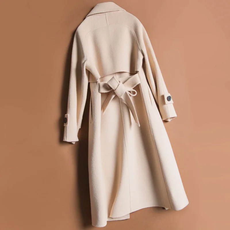 Шерстяное Женское шерстяное пальто с отложным воротником Женская кашемировая куртка с поясом однотонное модное шерстяное пальто Верхняя одежда G806